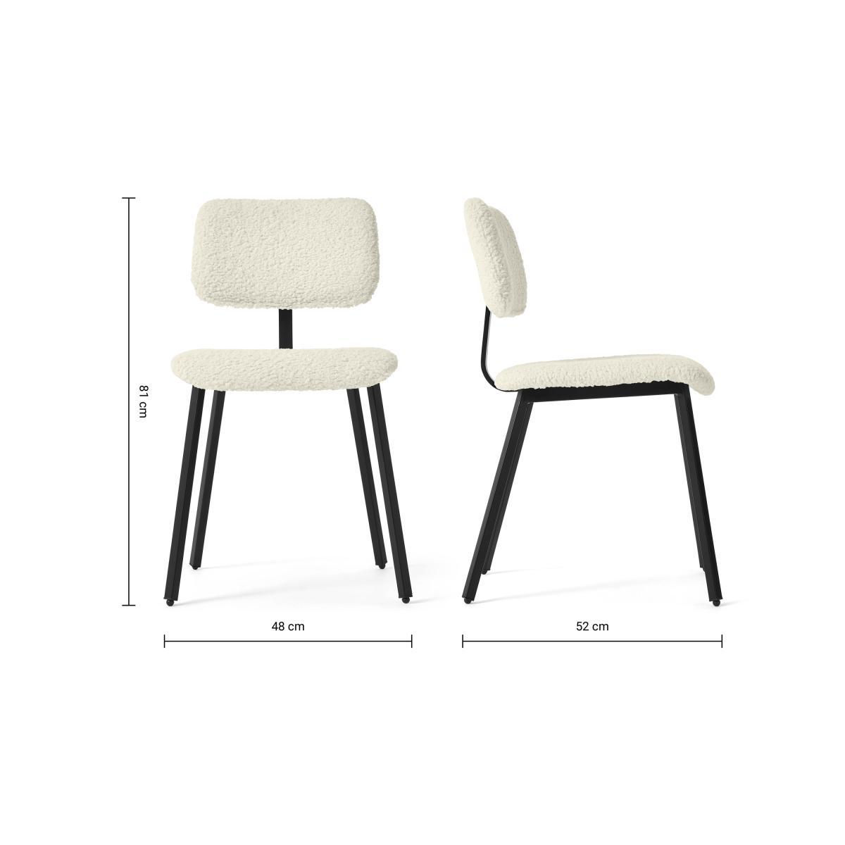 Solomon Dining Chair, Faux Sheepskin with Black Legs – image 6