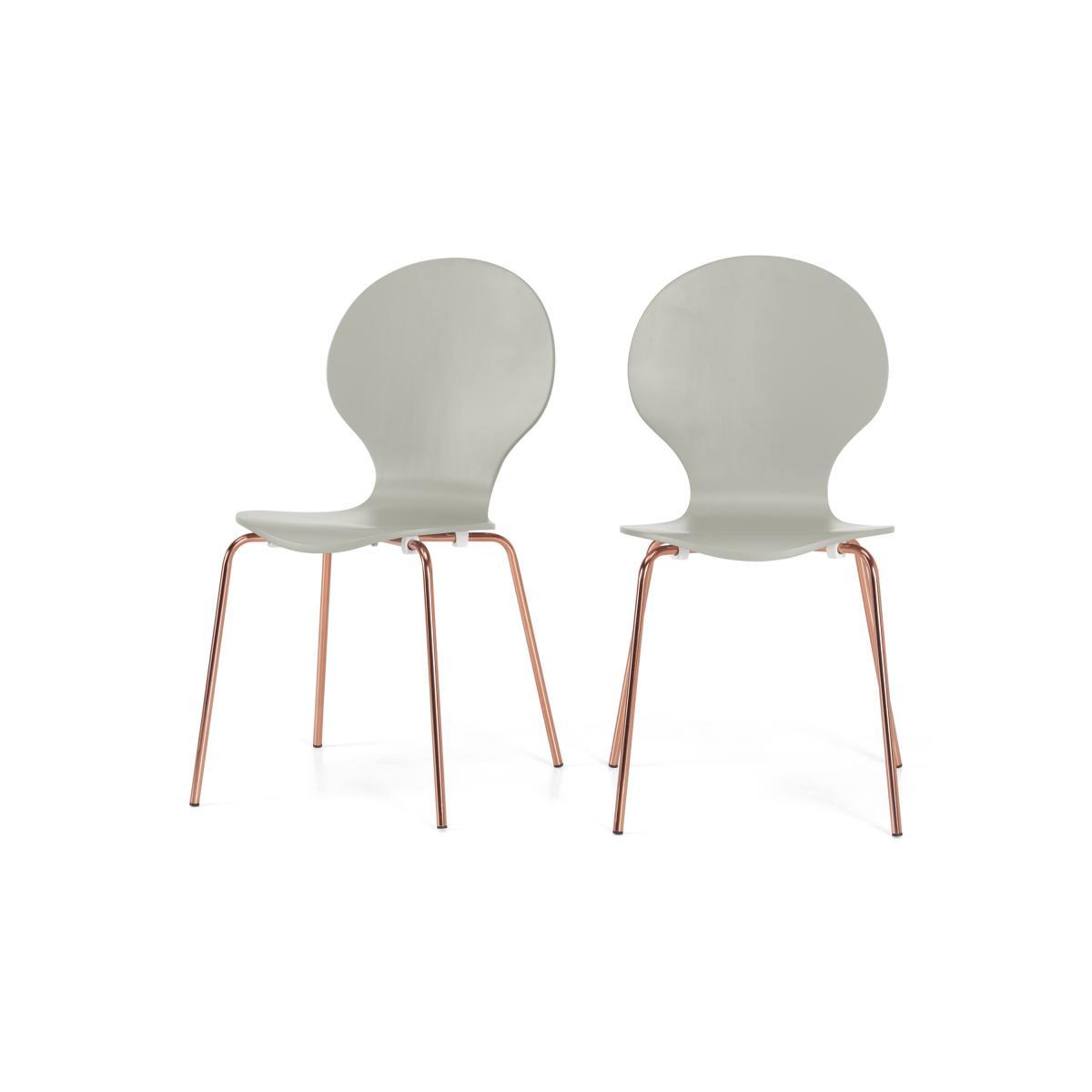 Set of 2 Kitsch Dining Chairs, Willow Grey and Copper Legs – image 2