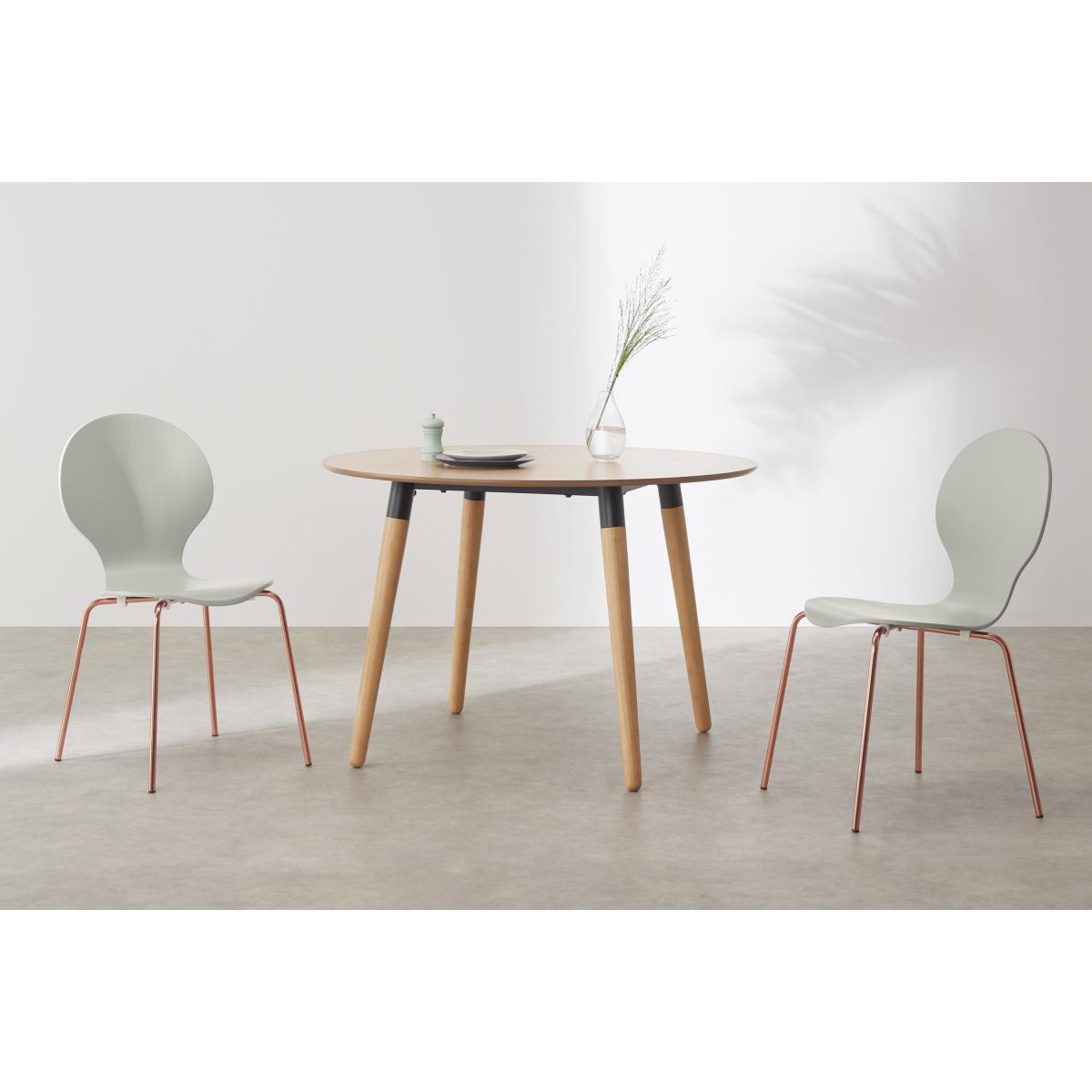 Set of 2 Kitsch Dining Chairs, Willow Grey and Copper Legs – image 3