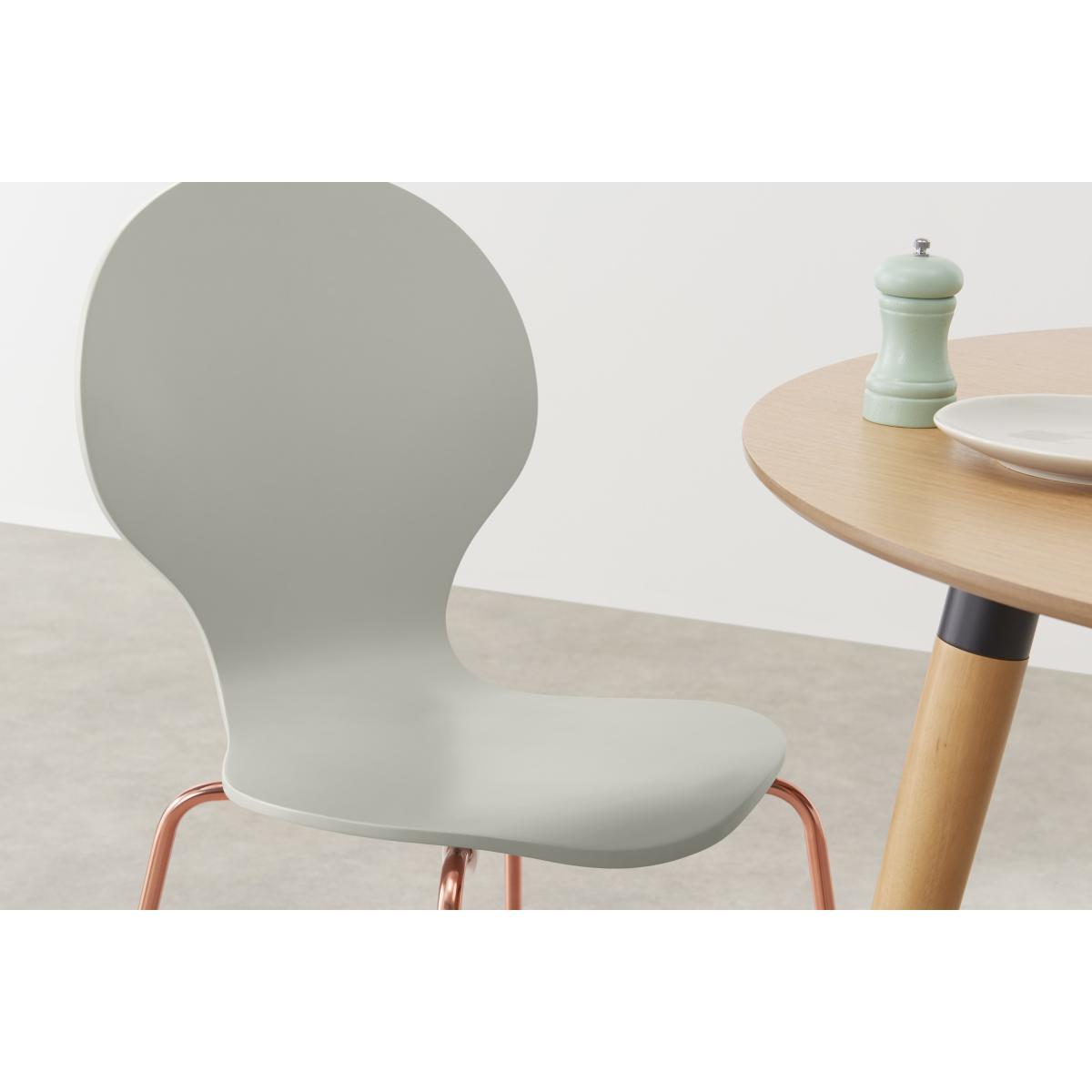 Set of 2 Kitsch Dining Chairs, Willow Grey and Copper Legs – image 4