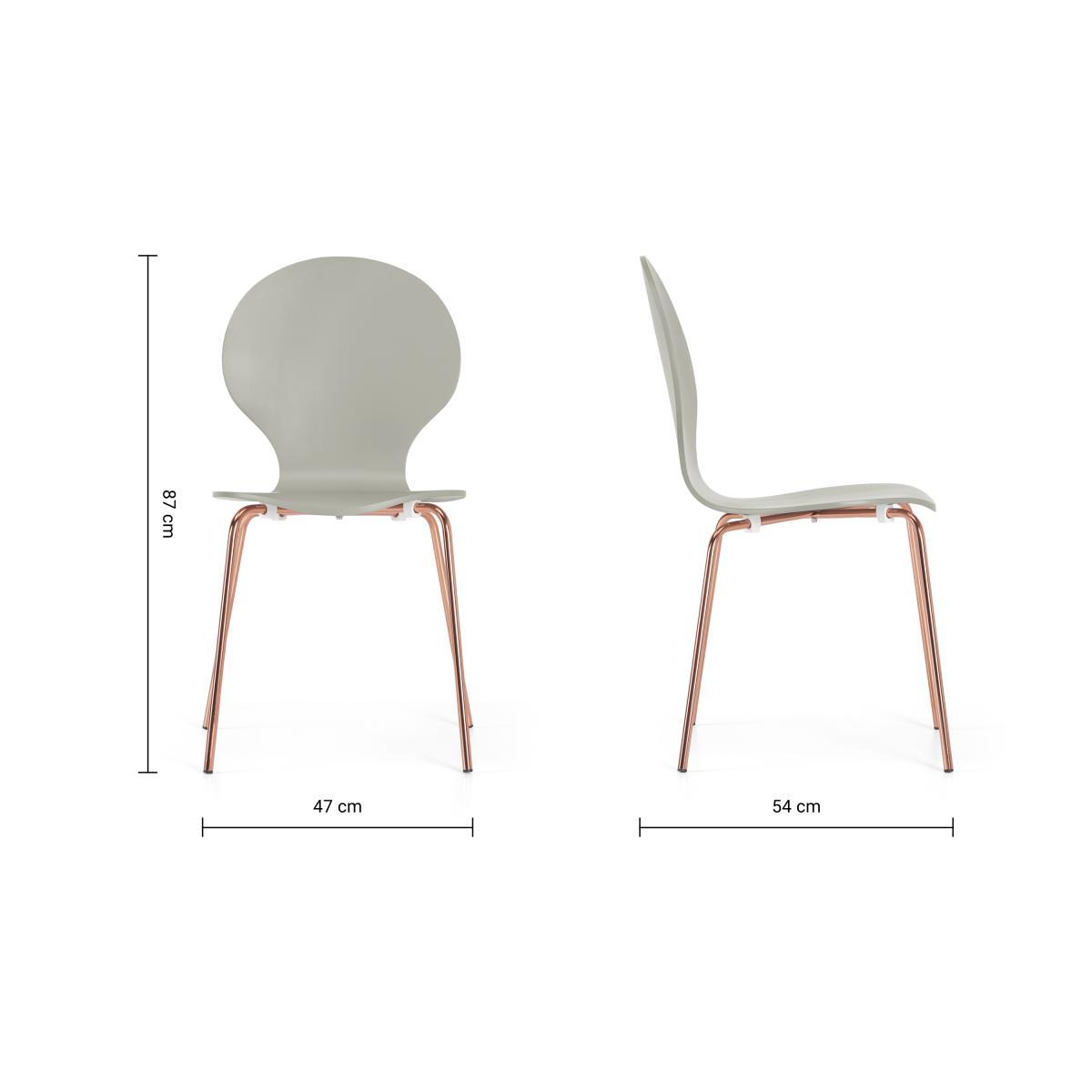 Set of 2 Kitsch Dining Chairs, Willow Grey and Copper Legs – image 8