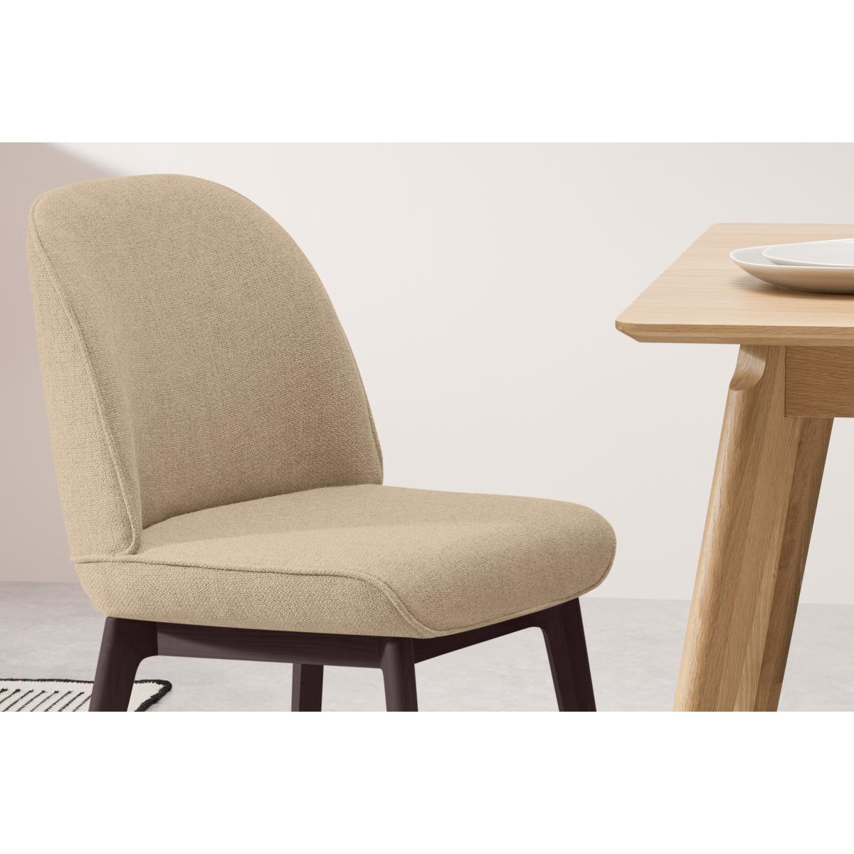 Erdee Set of 2 Dining Chairs, Soft Beige Weave with Dark Stain Legs – image 4