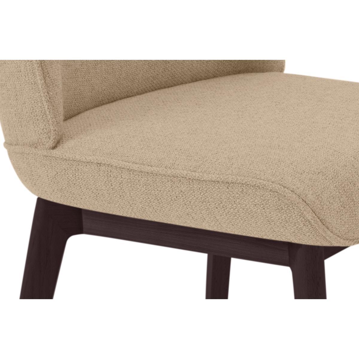 Erdee Set of 2 Dining Chairs, Soft Beige Weave with Dark Stain Legs – image 6