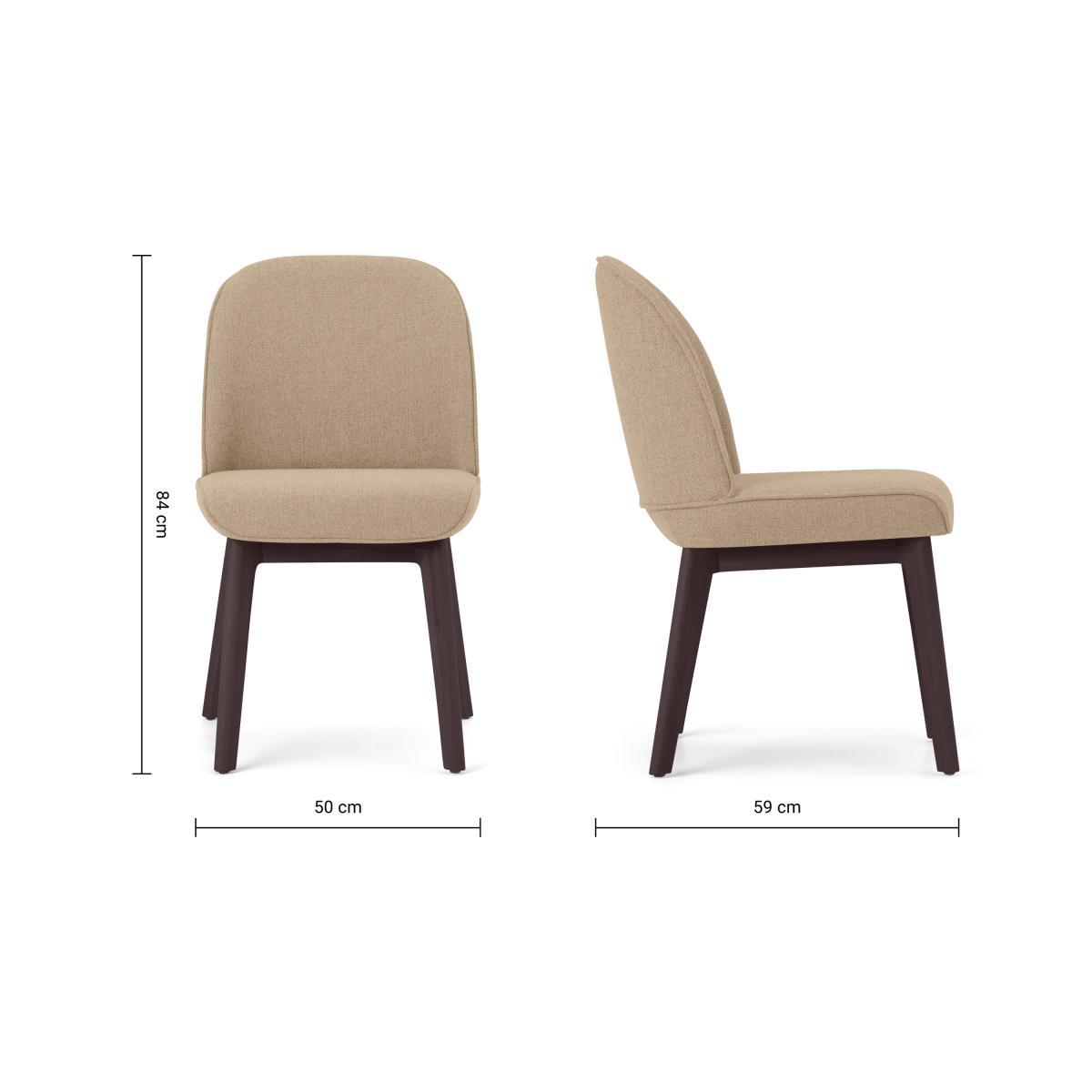 Erdee Set of 2 Dining Chairs, Soft Beige Weave with Dark Stain Legs – image 8