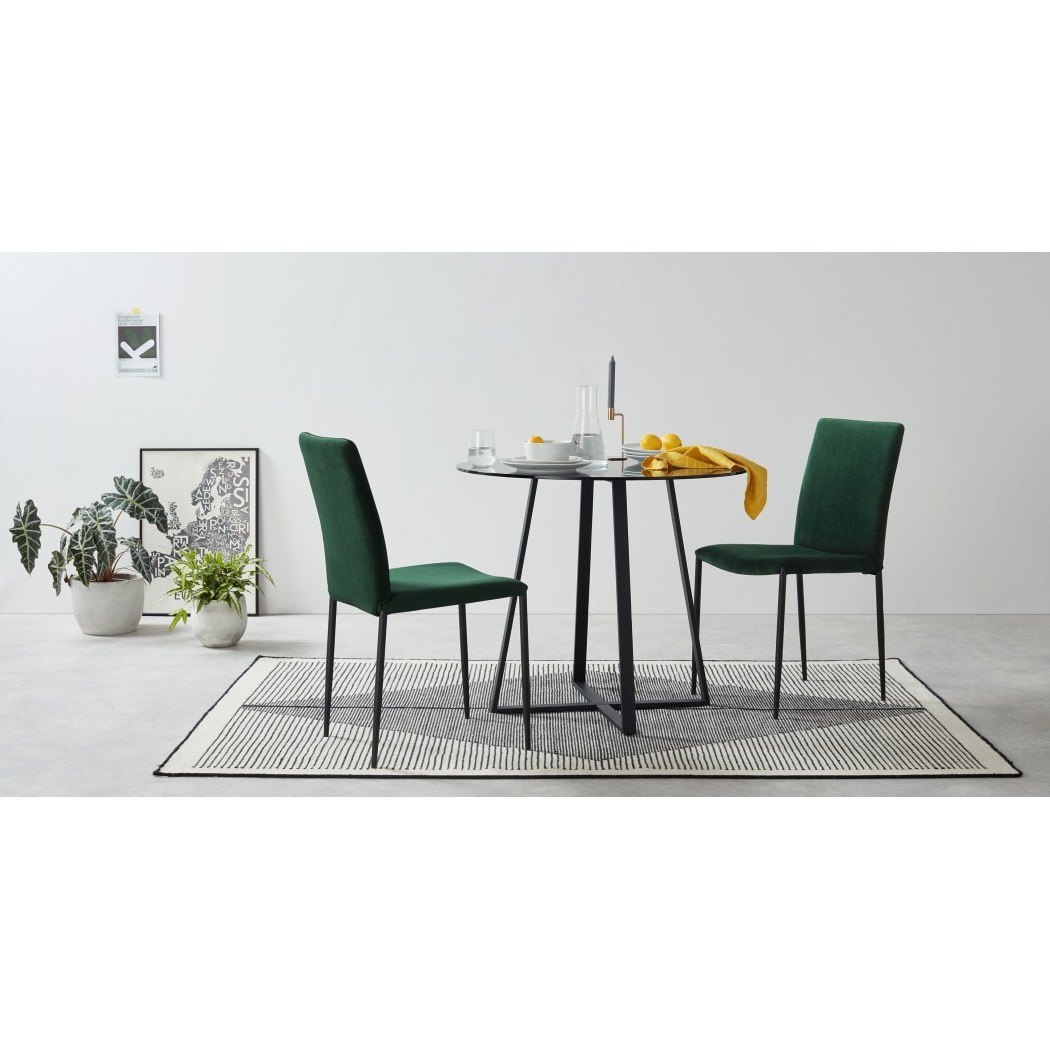 Braga - Set of 2 Braga Dining Chairs, Pine Green Velvet – image 2