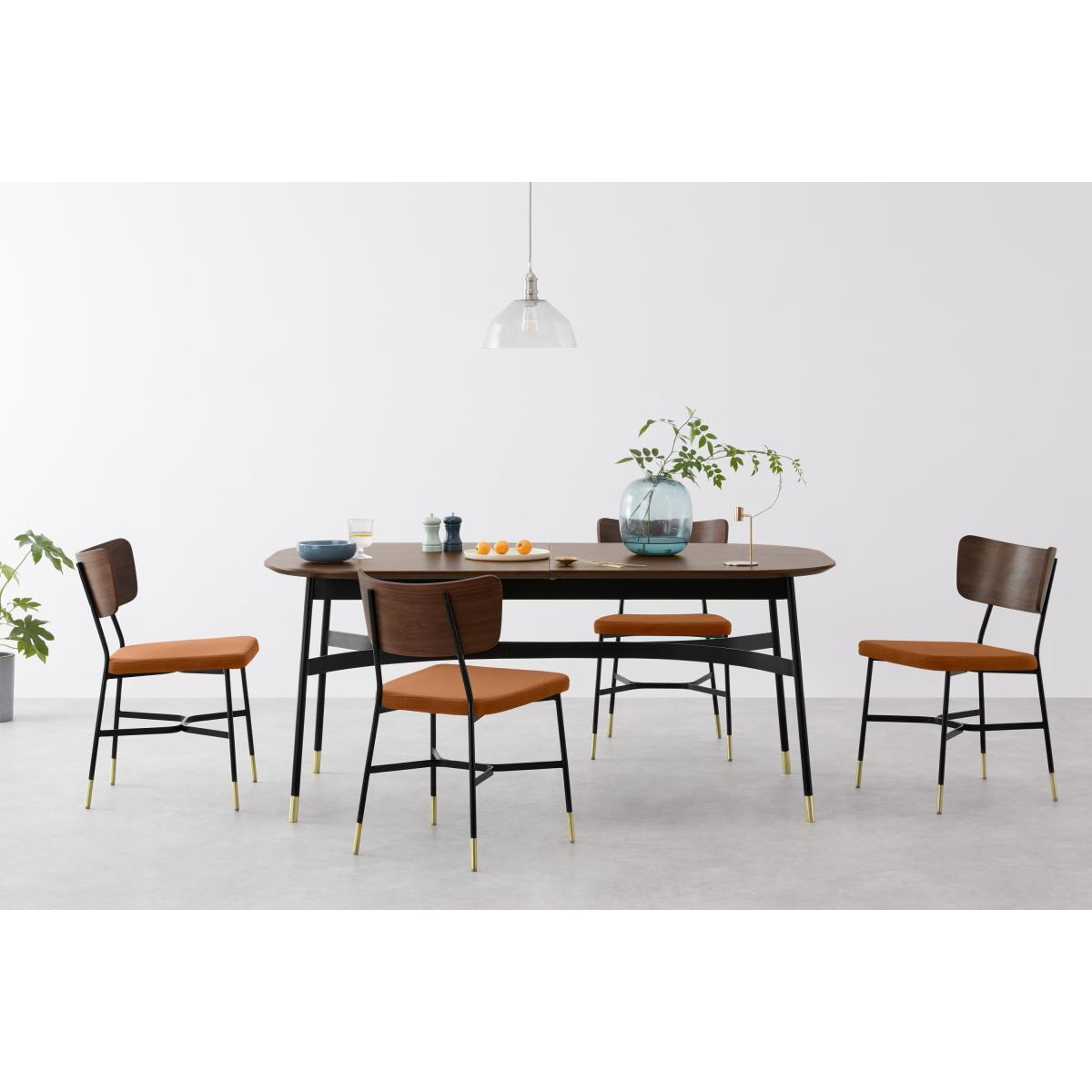 Amalyn Set of 2 Dining Chairs, Rust Velvet & Walnut – image 3
