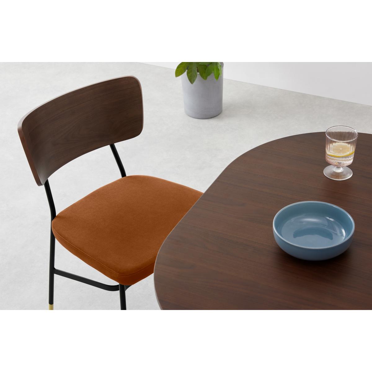 Amalyn Set of 2 Dining Chairs, Rust Velvet & Walnut – image 6