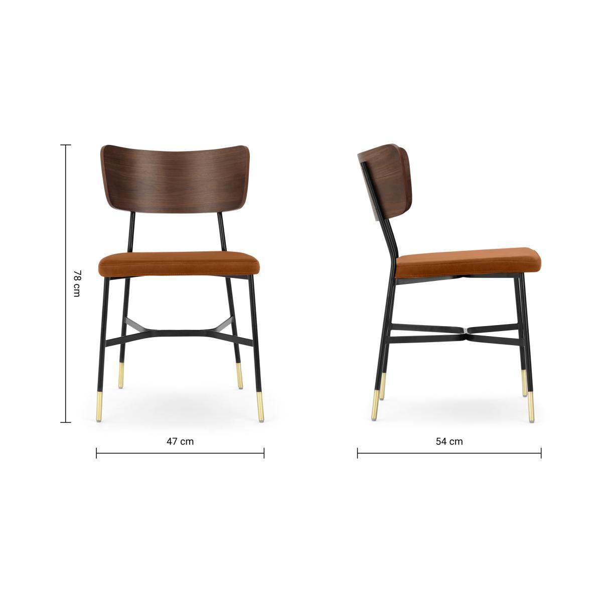 Amalyn Set of 2 Dining Chairs, Rust Velvet & Walnut – image 8