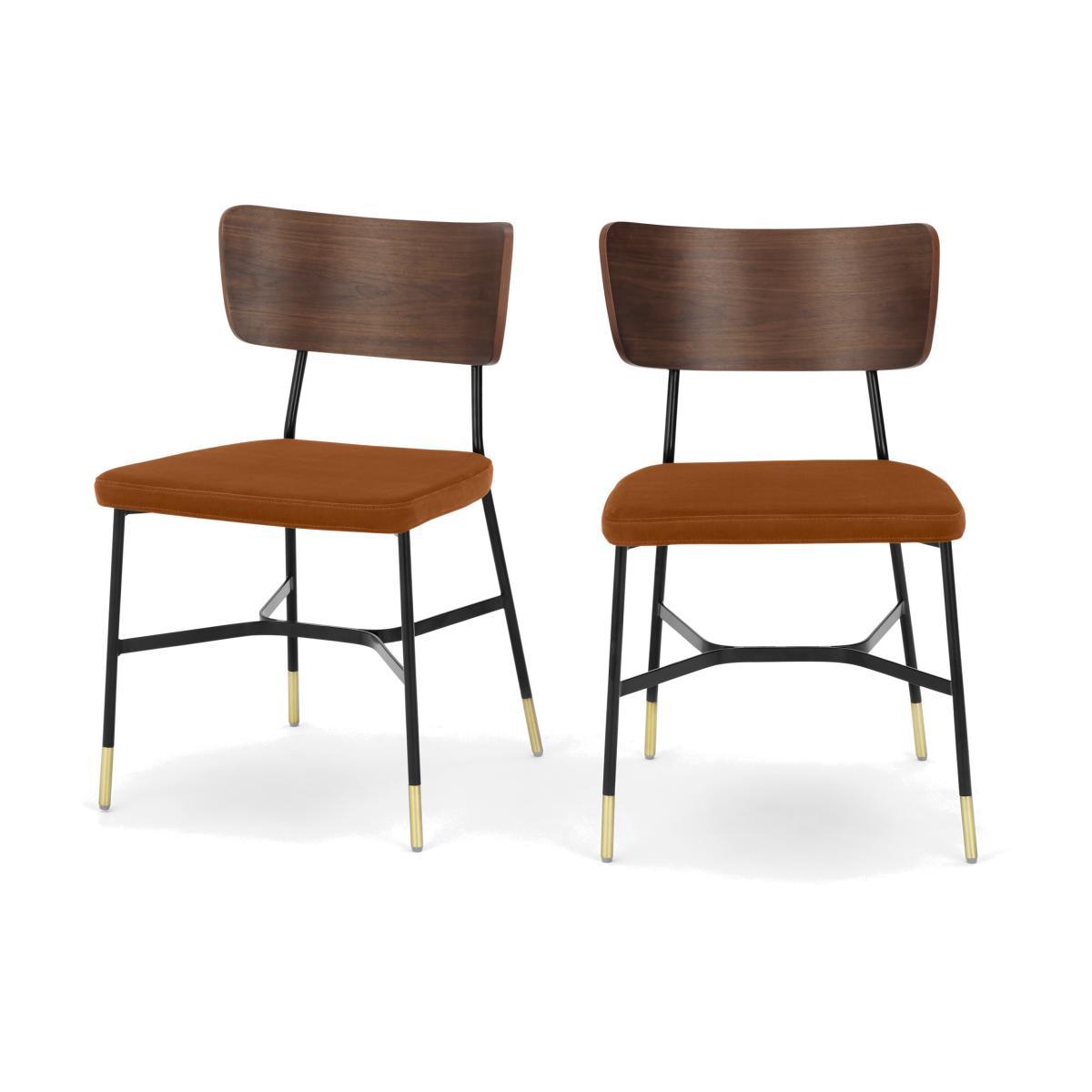 Amalyn Set of 2 Dining Chairs, Rust Velvet & Walnut – image 1
