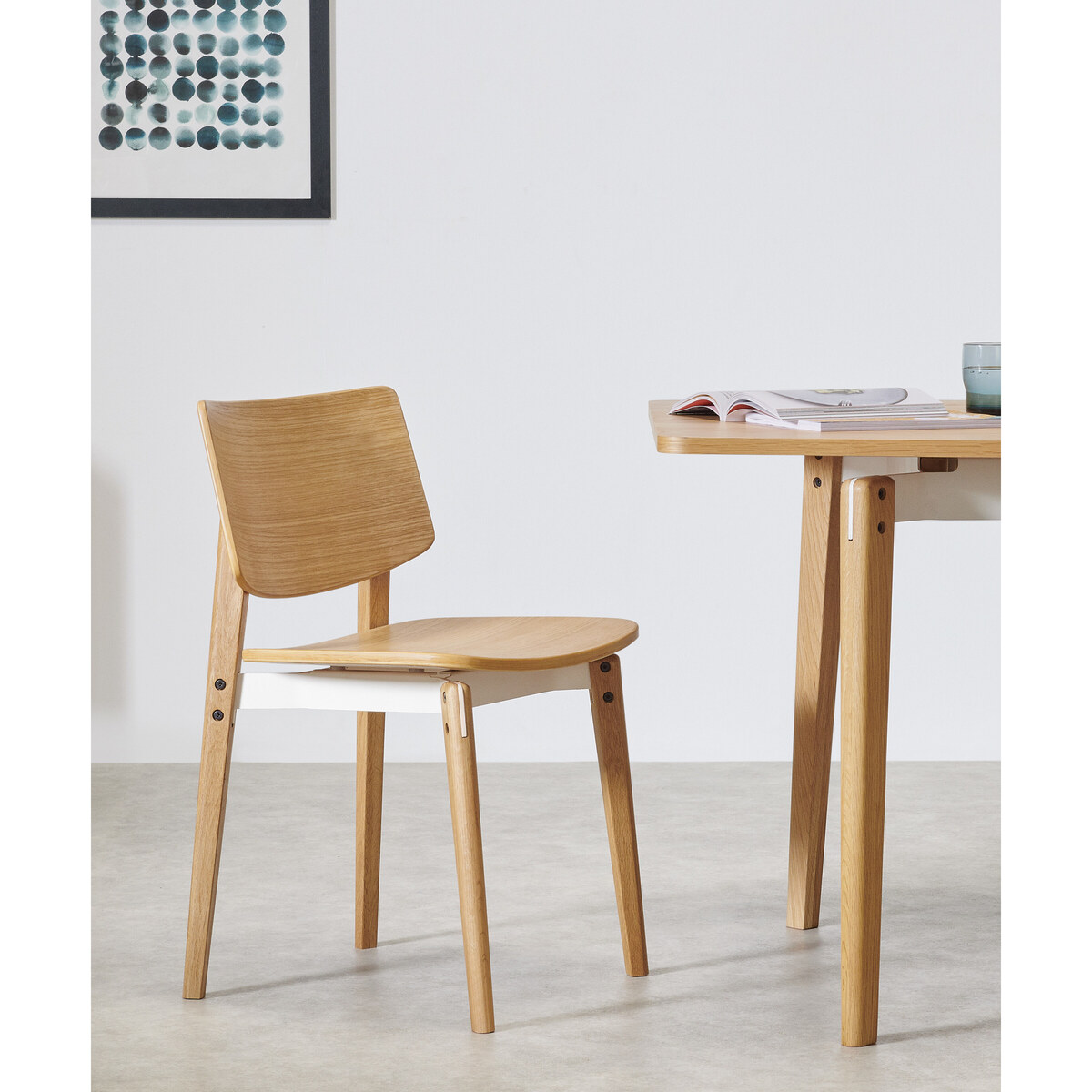 Mellor Set of 2 Dining Chairs, Oak & Textured White – image 3