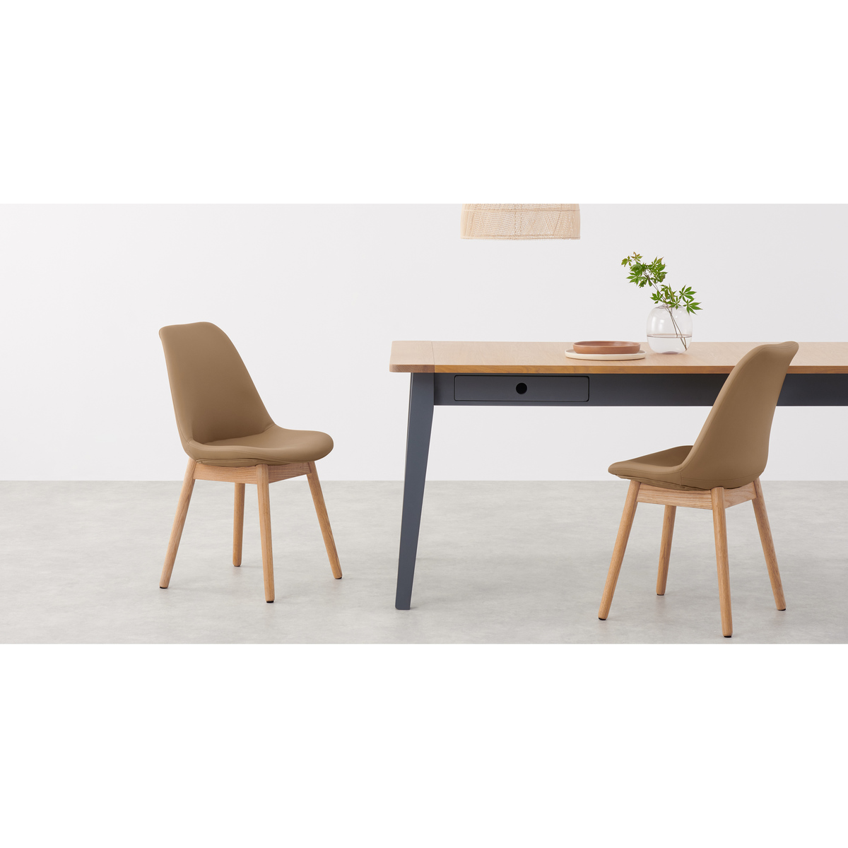 Thelma Dining chair, Tan PU and Oak – image 3