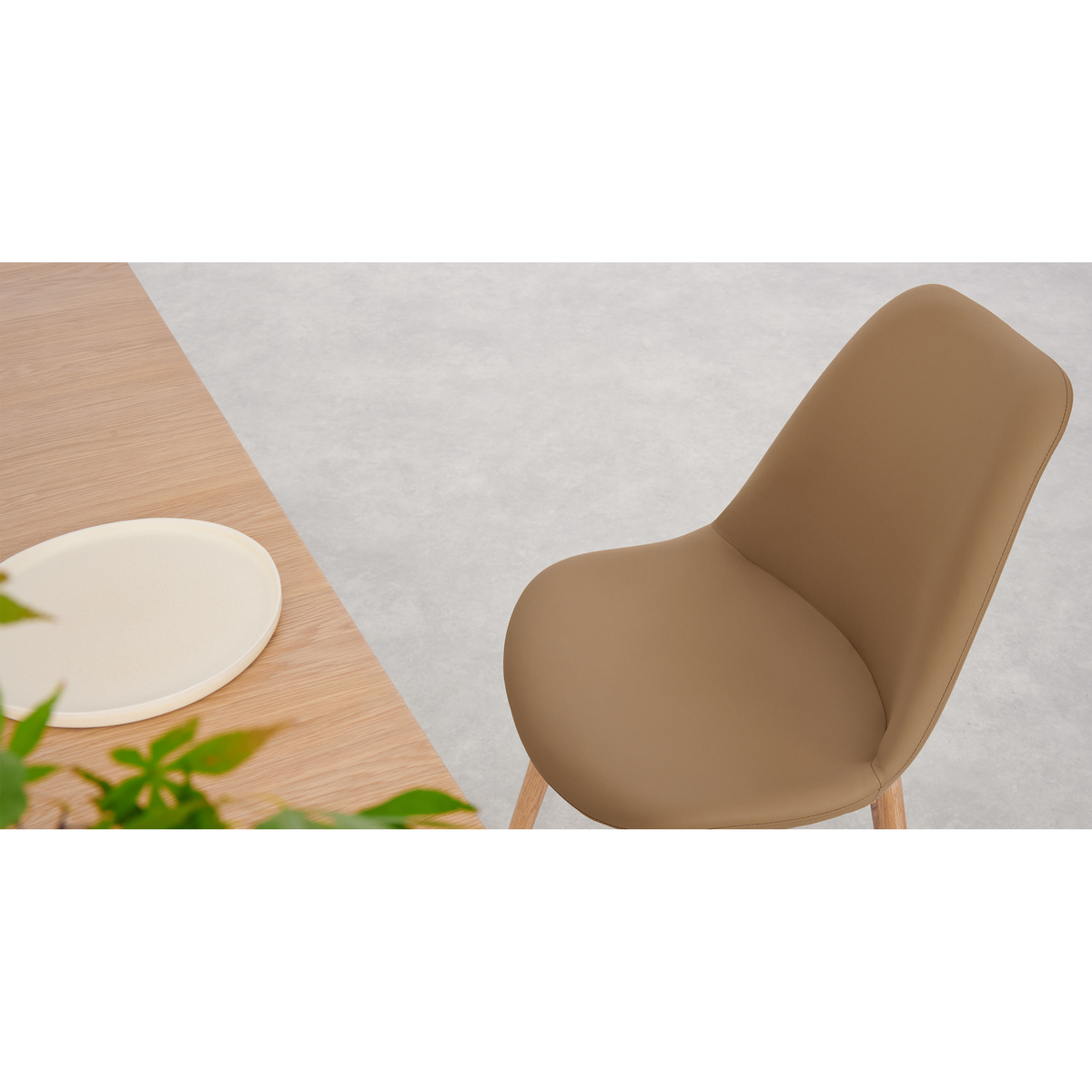 Thelma Dining chair, Tan PU and Oak – image 4