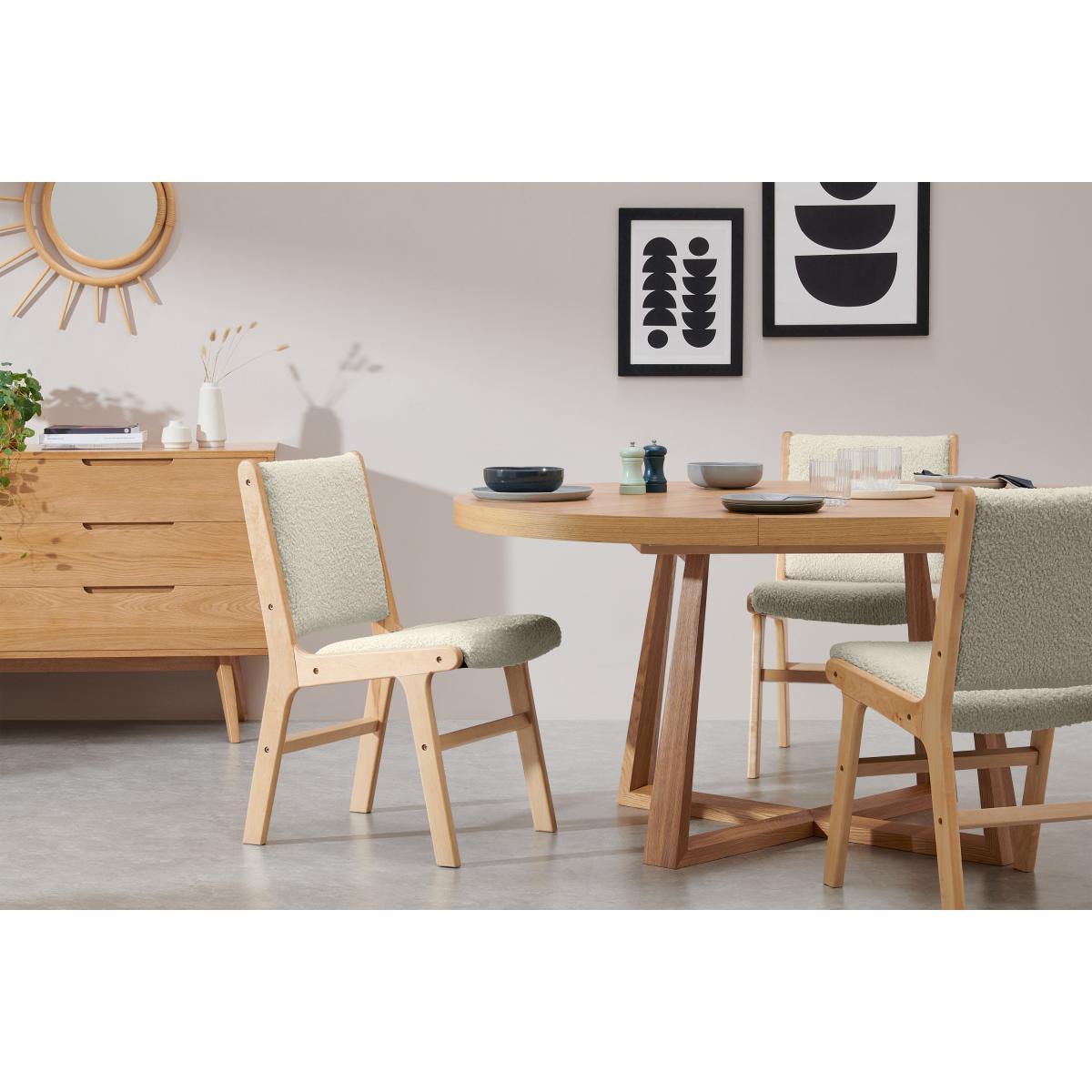 Rami Dining Chair, Faux Sheepskin & Natural – image 4