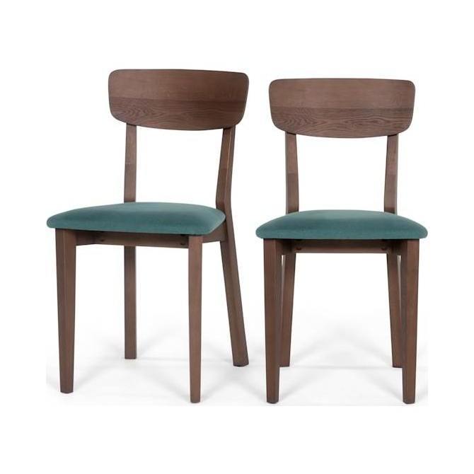 Jenson - Set of 2 Jenson Dining chairs, Dark Stain Oak and Mineral Blue – image 1
