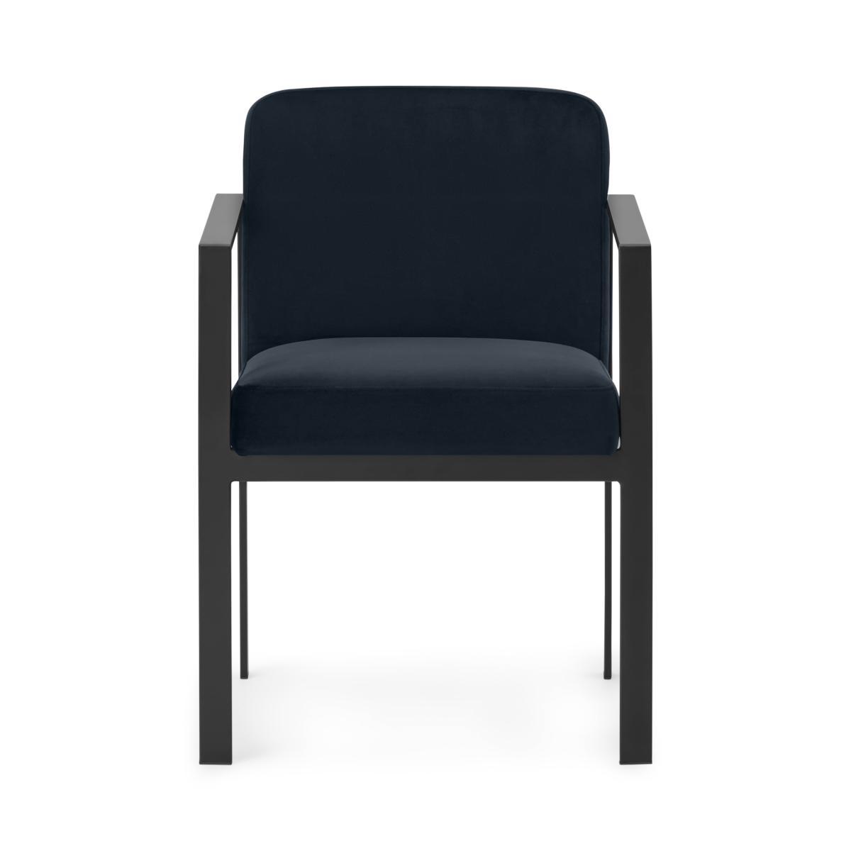Saffie Carver Dining Chair, Moonlight Blue Velvet with Black Legs – image 2