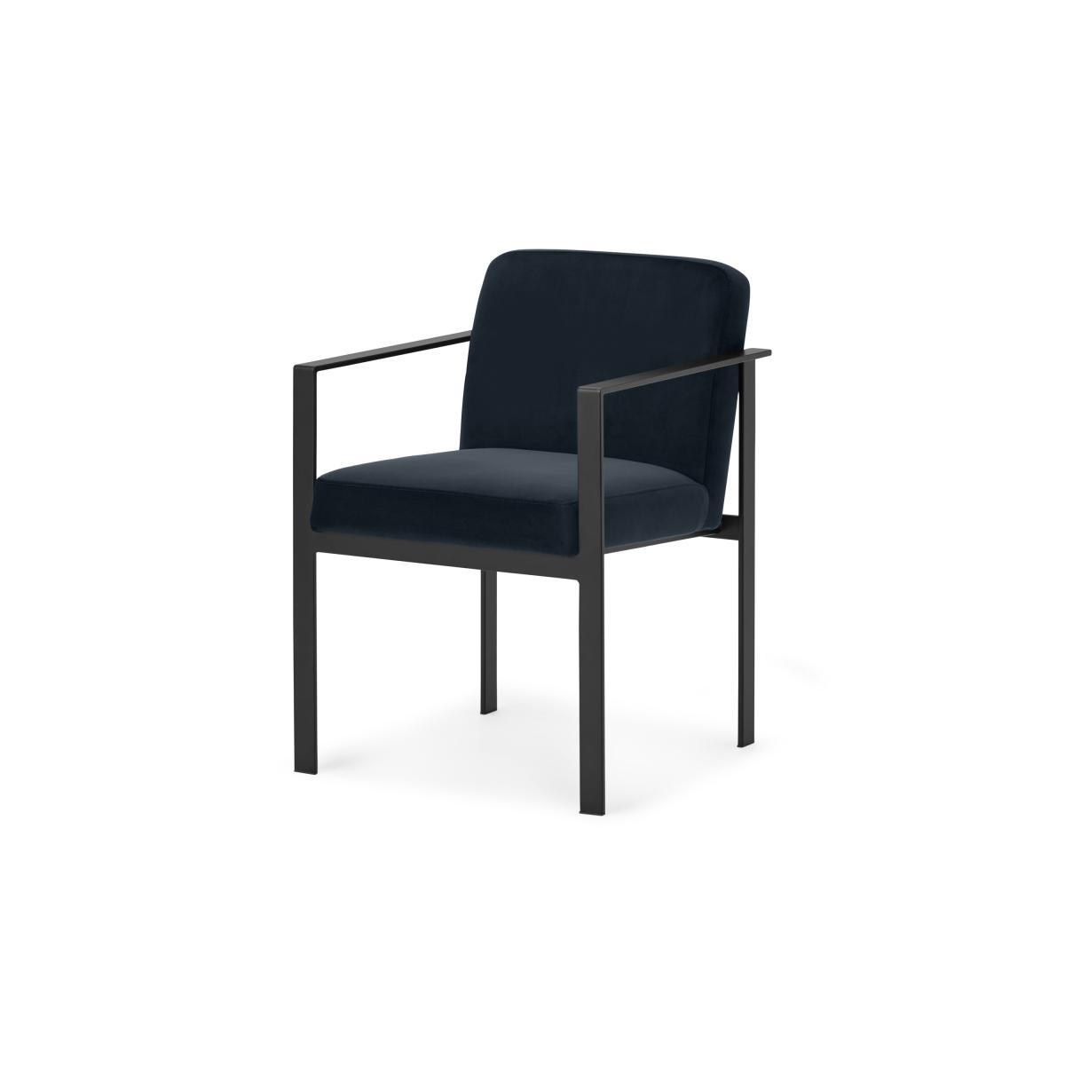 Saffie Carver Dining Chair, Moonlight Blue Velvet with Black Legs – image 3