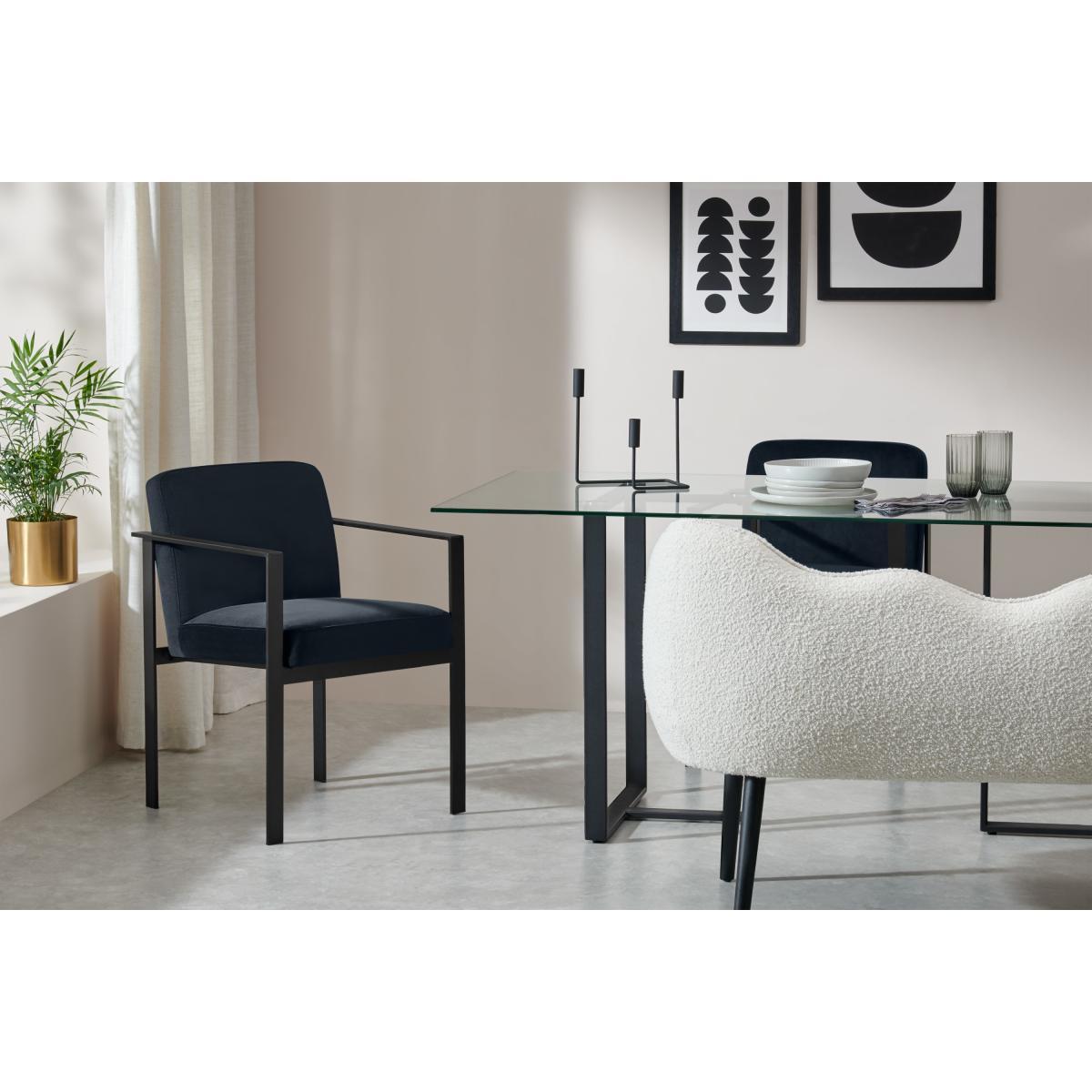 Saffie Carver Dining Chair, Moonlight Blue Velvet with Black Legs – image 4
