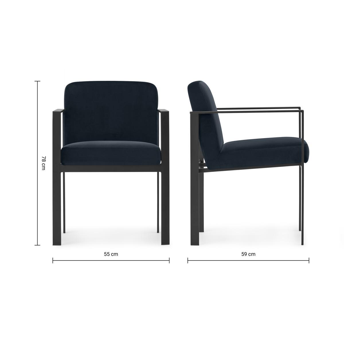 Saffie Carver Dining Chair, Moonlight Blue Velvet with Black Legs – image 8