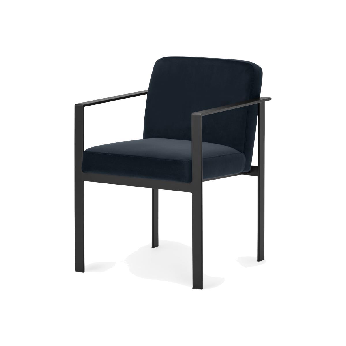 Saffie Carver Dining Chair, Moonlight Blue Velvet with Black Legs – image 1