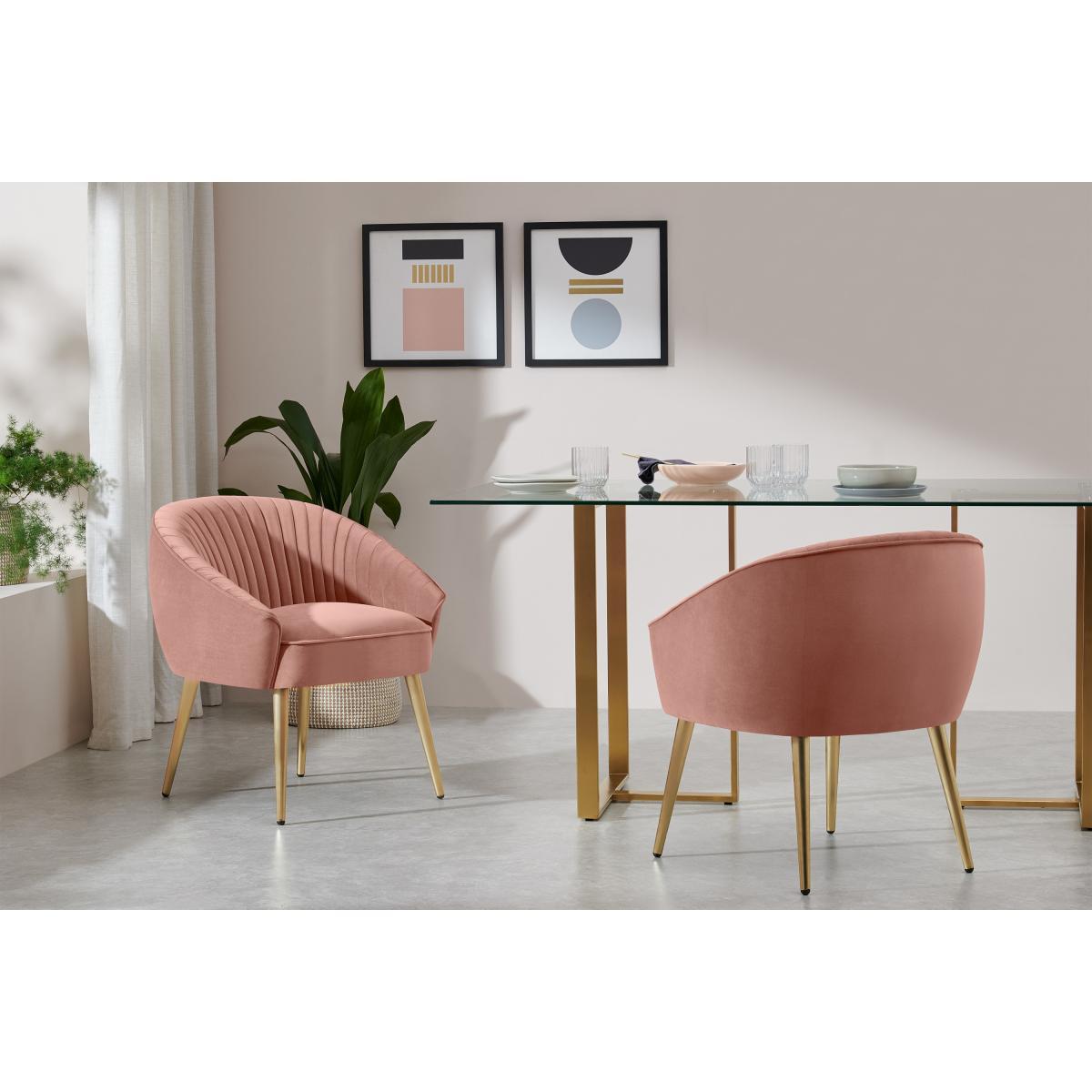 Avei Dining Chair, Blossom Pink Velvet with Brass Legs – image 4
