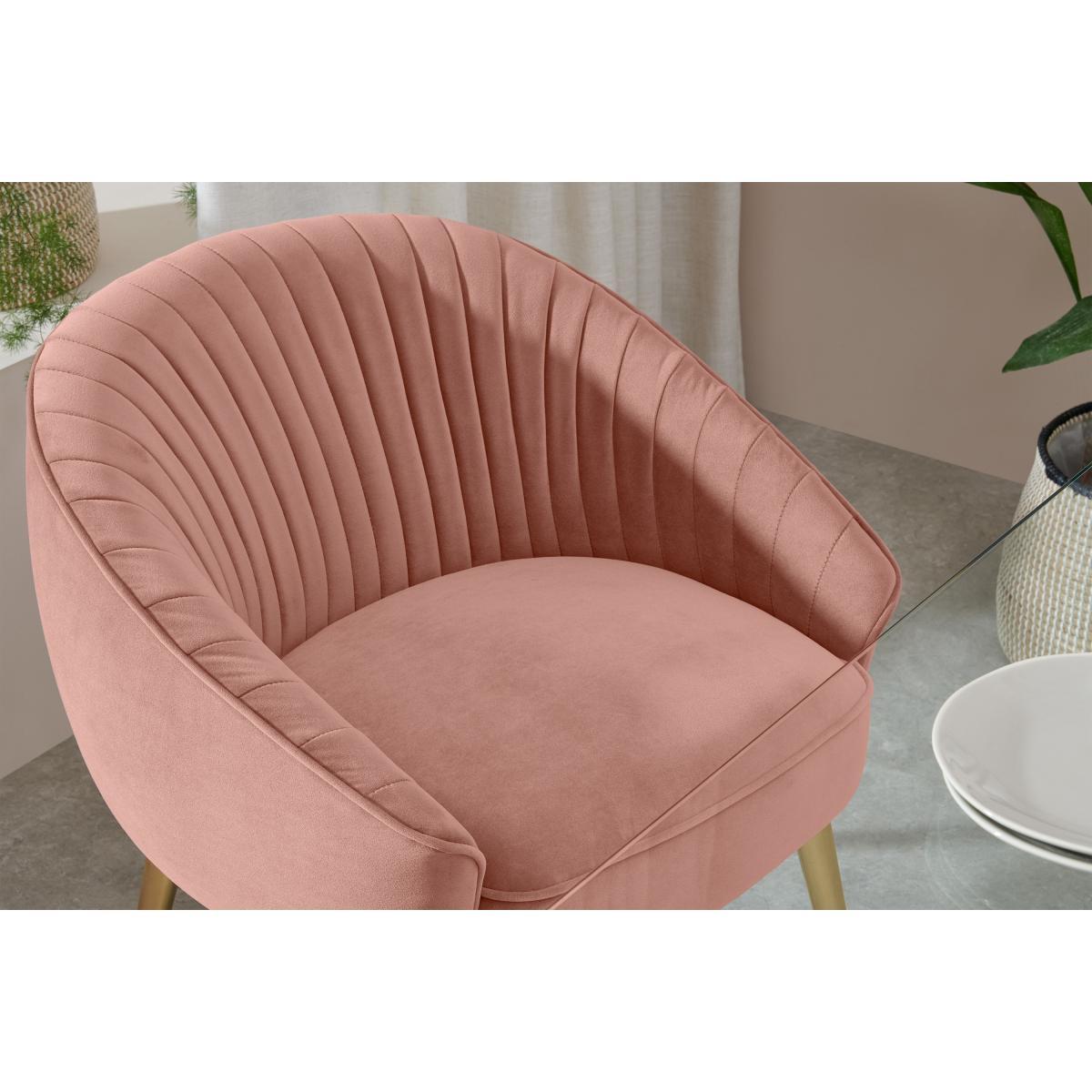 Avei Dining Chair, Blossom Pink Velvet with Brass Legs – image 5