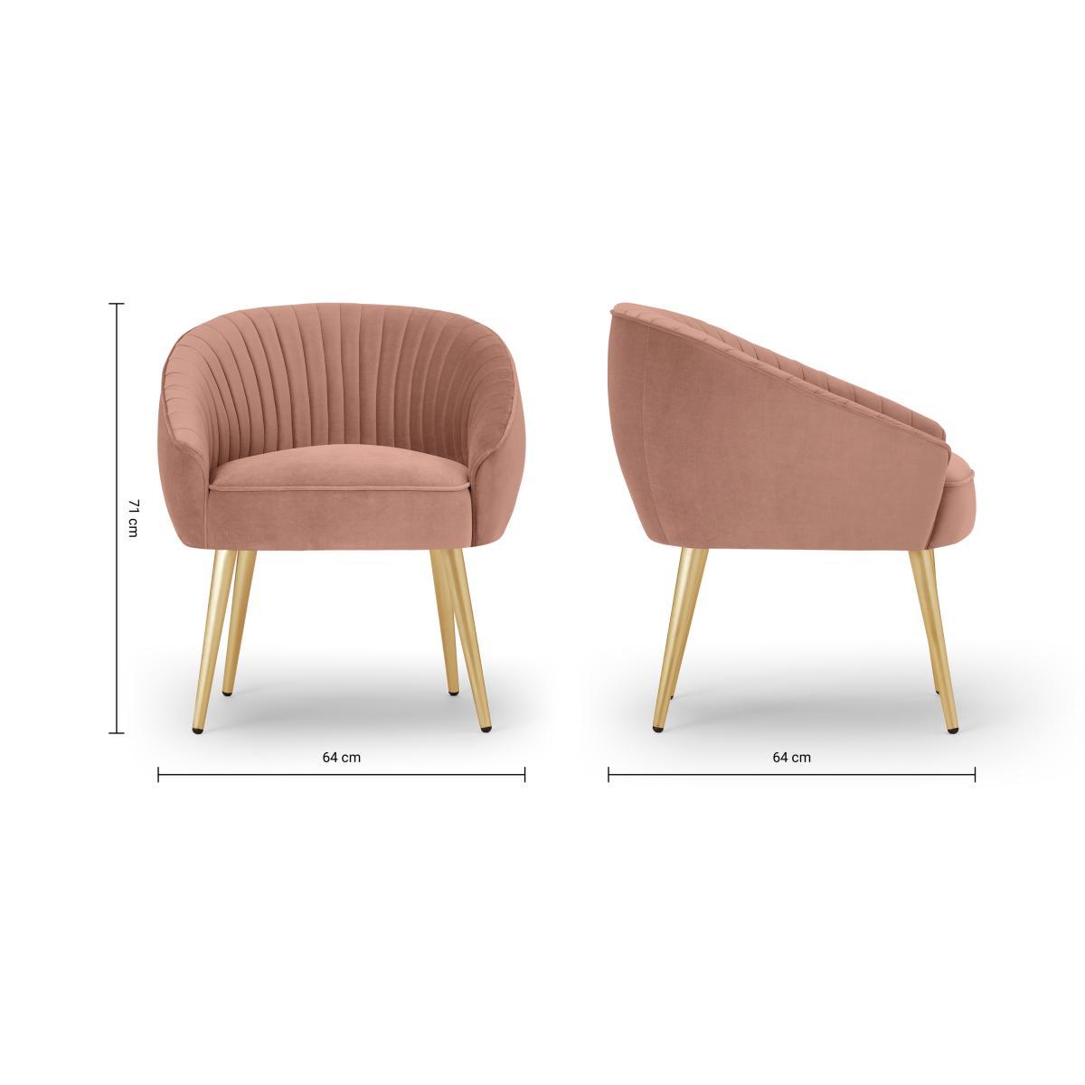 Avei Dining Chair, Blossom Pink Velvet with Brass Legs – image 8