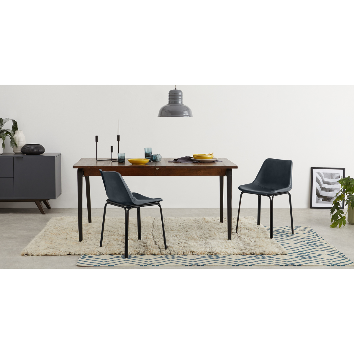 Lodi Set of 2 Dining Chairs, Grey and Black – image 5
