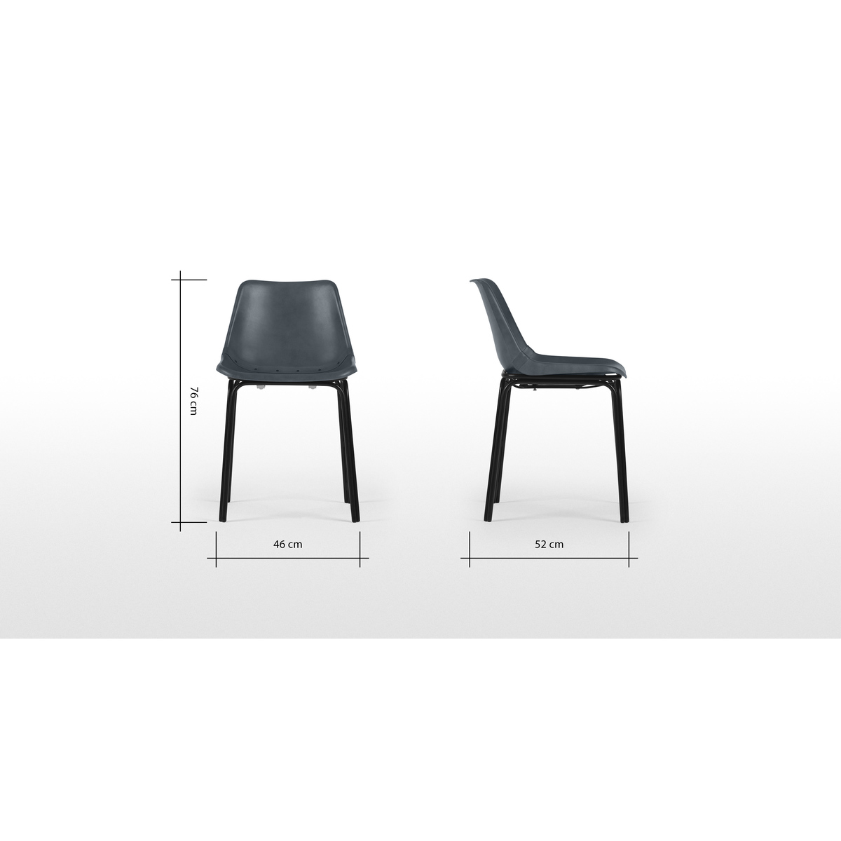 Lodi Set of 2 Dining Chairs, Grey and Black – image 8
