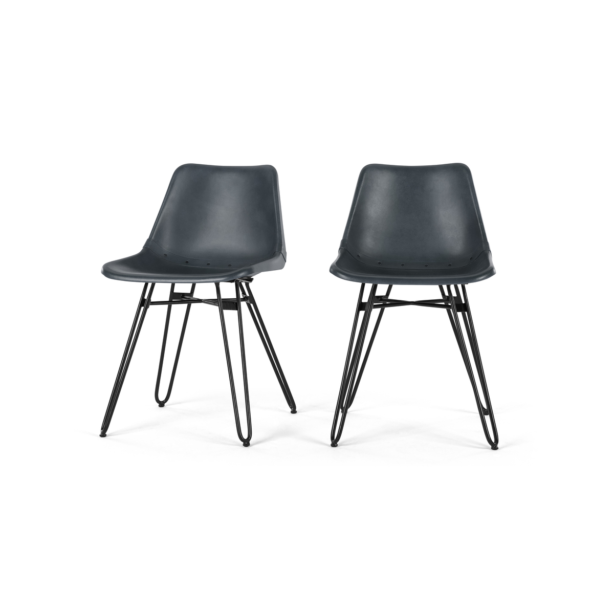 Set of 2 Kendal Dining Chairs, Grey leather and Black – image 2