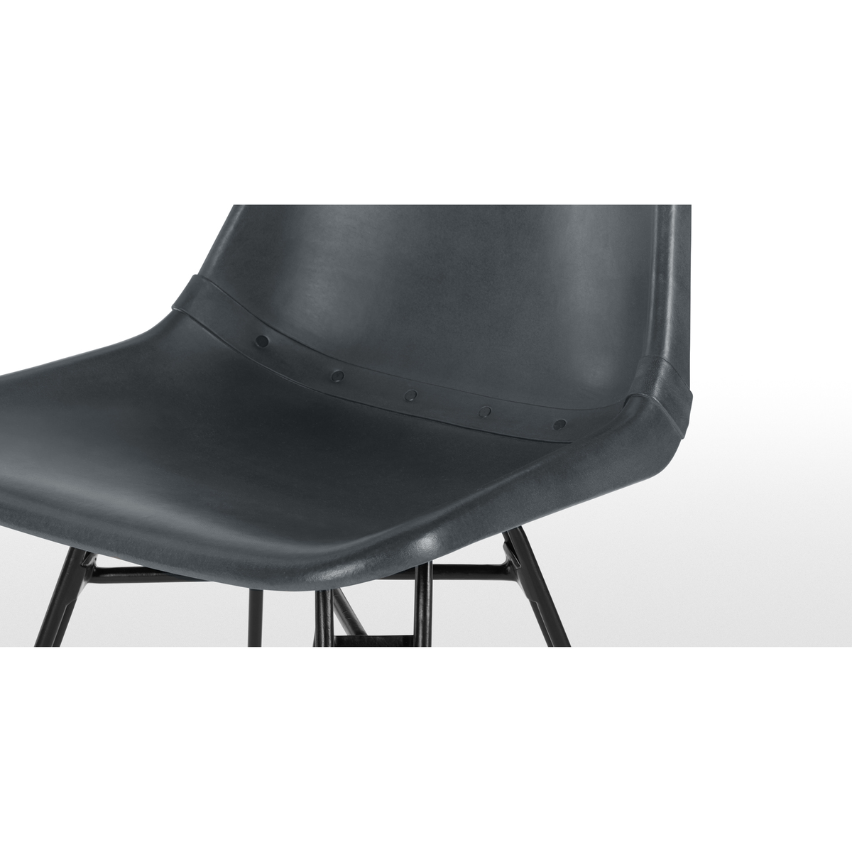 Set of 2 Kendal Dining Chairs, Grey leather and Black – image 4