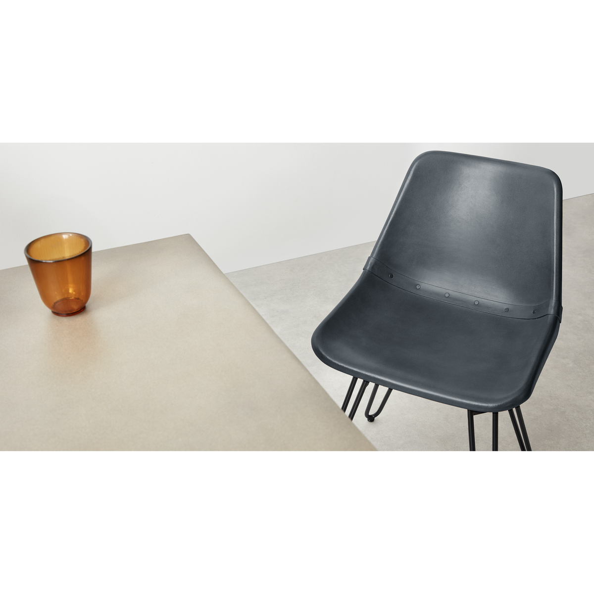 Set of 2 Kendal Dining Chairs, Grey leather and Black – image 6