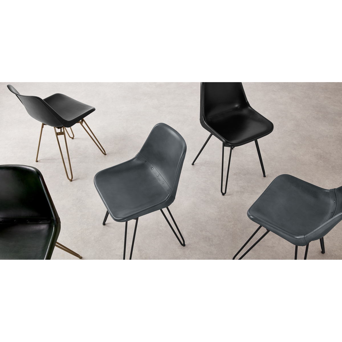 Set of 2 Kendal Dining Chairs, Grey leather and Black – image 7