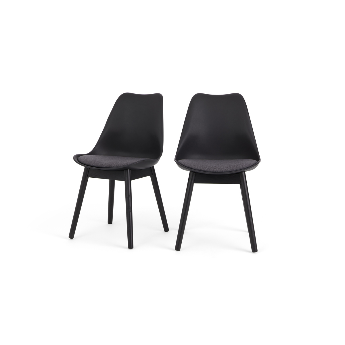 Set of 2 Thelma dining chairs, Black and grey fabric – image 2