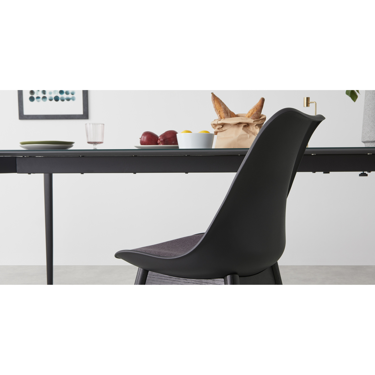 Set of 2 Thelma dining chairs, Black and grey fabric – image 6