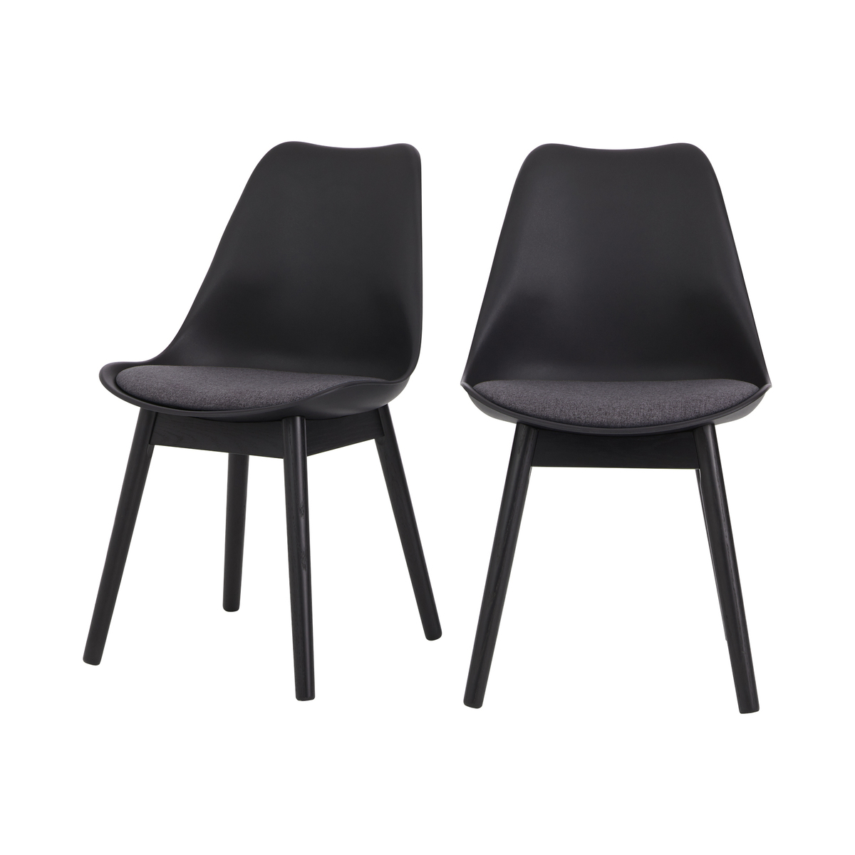 Set of 2 Thelma dining chairs, Black and grey fabric – image 1
