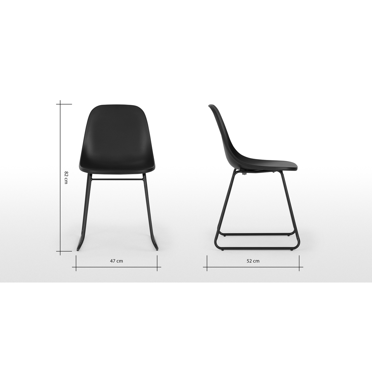 Duggie Set of 2 Dining Chairs, Black – image 2