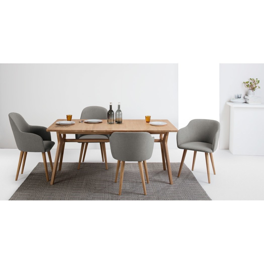 Stig - Set of 2 Stig High Back Carver Dining Chairs, Manhattan Grey and Oak – image 2