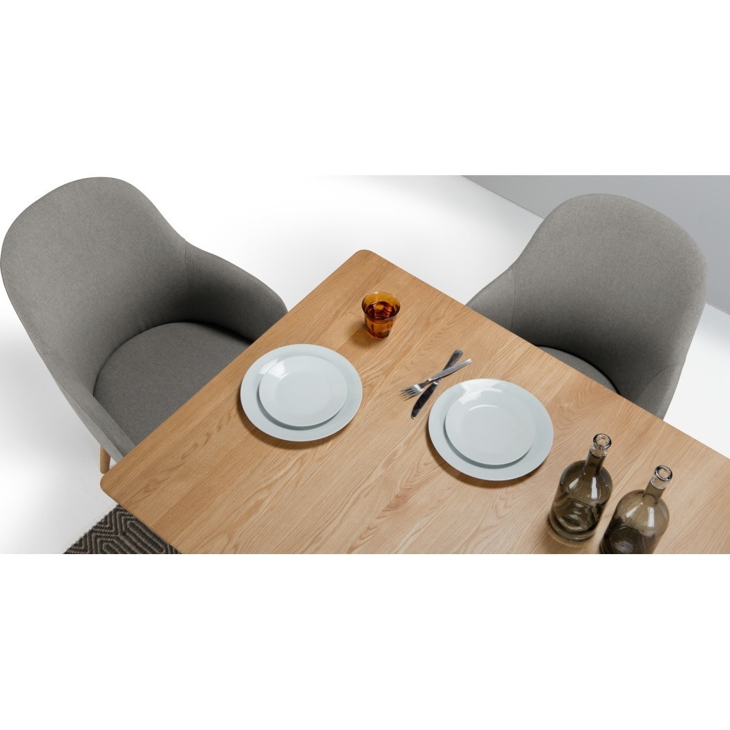 Stig - Set of 2 Stig High Back Carver Dining Chairs, Manhattan Grey and Oak – image 3