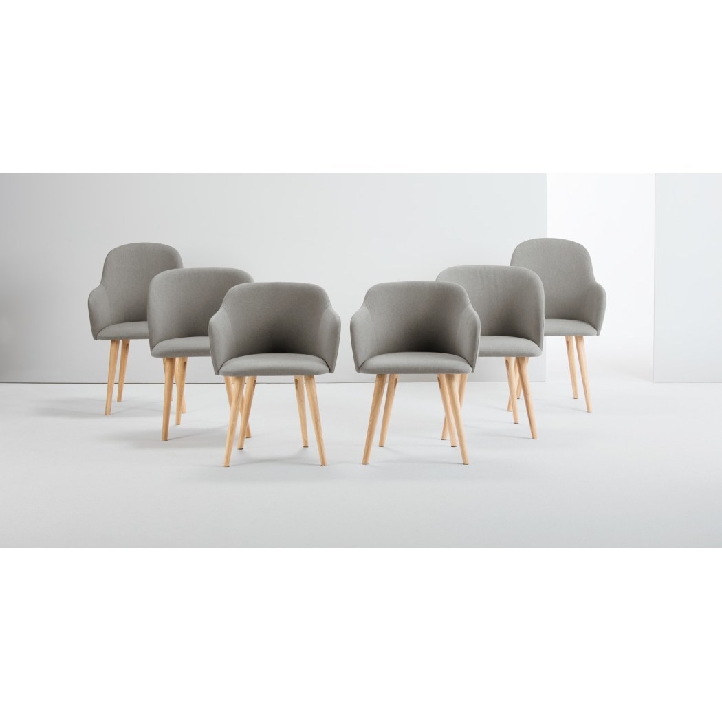 Stig - Set of 2 Stig High Back Carver Dining Chairs, Manhattan Grey and Oak – image 4