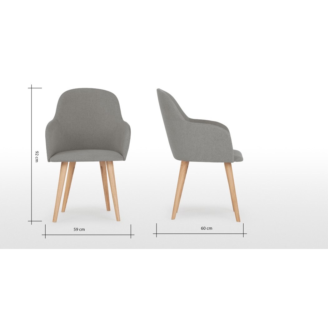Stig - Set of 2 Stig High Back Carver Dining Chairs, Manhattan Grey and Oak – image 6