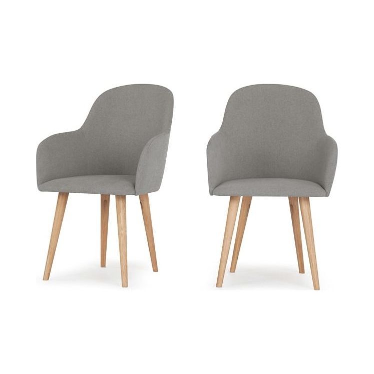 Stig - Set of 2 Stig High Back Carver Dining Chairs, Manhattan Grey and Oak – image 1