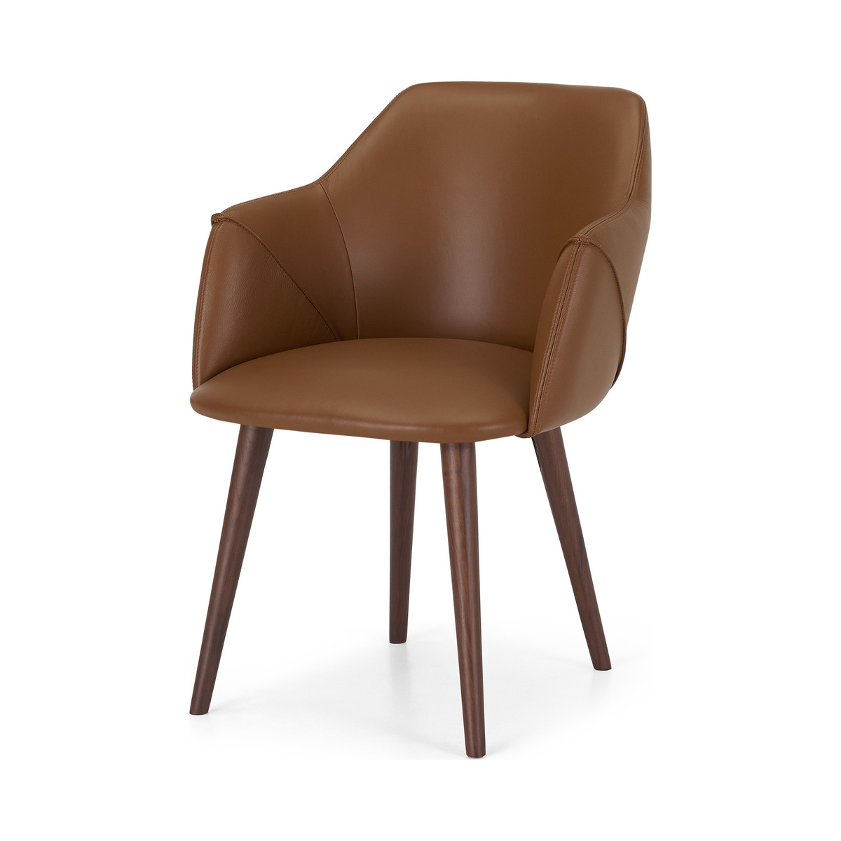 Lule Carver Chair, Tan Leather & Walnut – image 1
