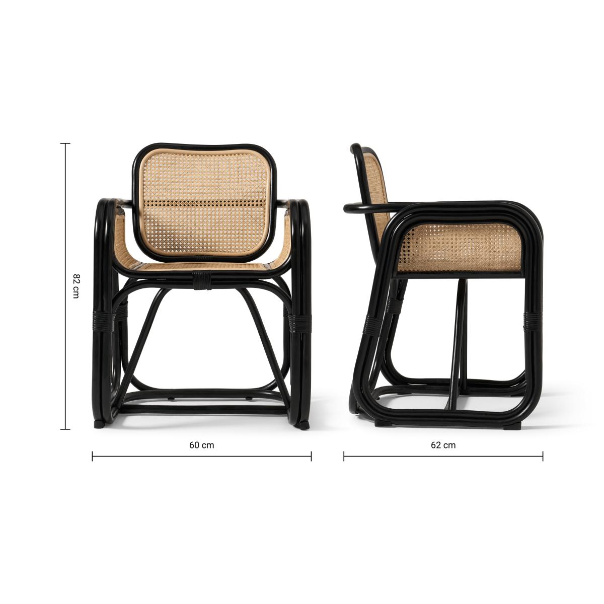 Rui Carver Dining Chair, Black Cane & Rattan – image 8