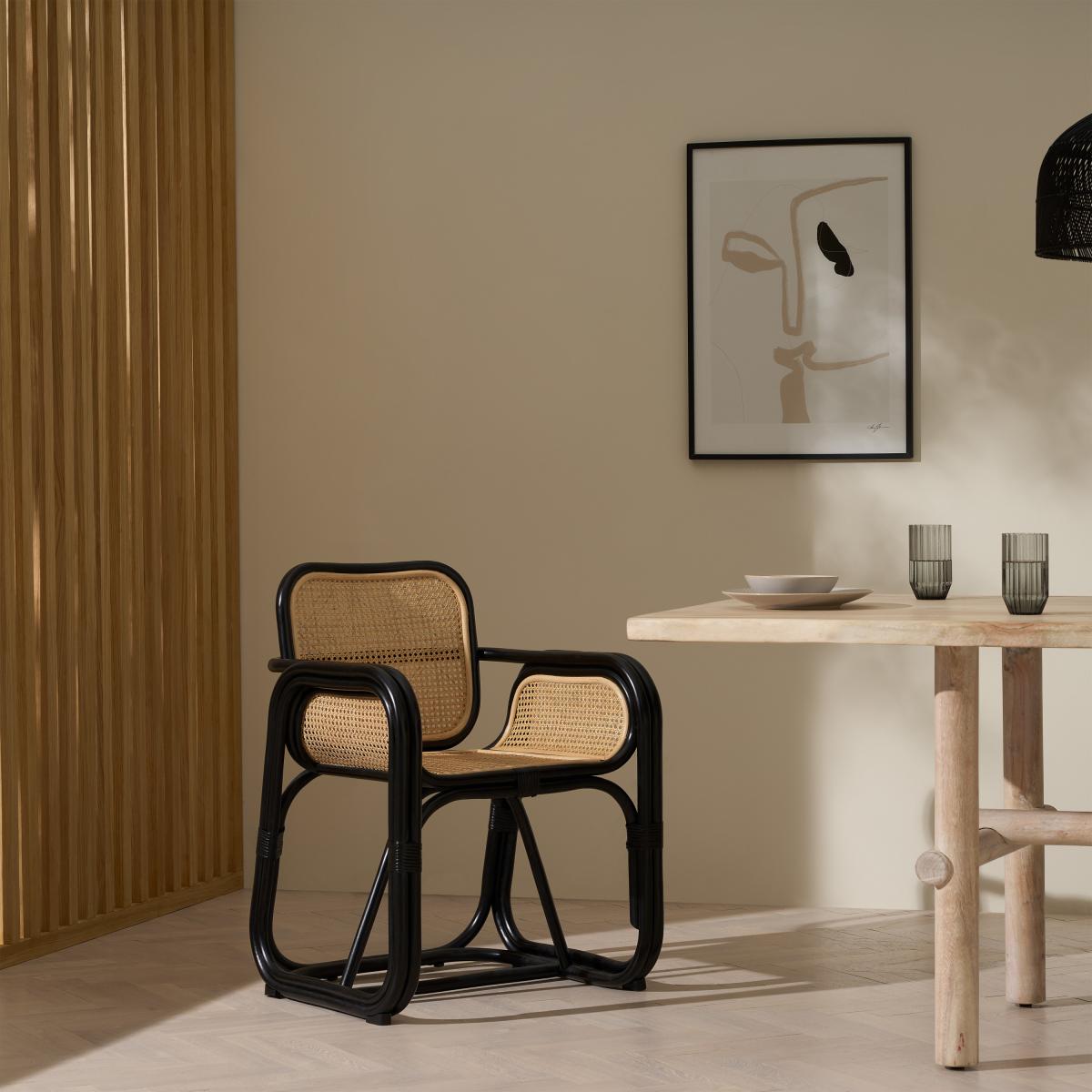 Rui Carver Dining Chair, Black Cane & Rattan – image 9