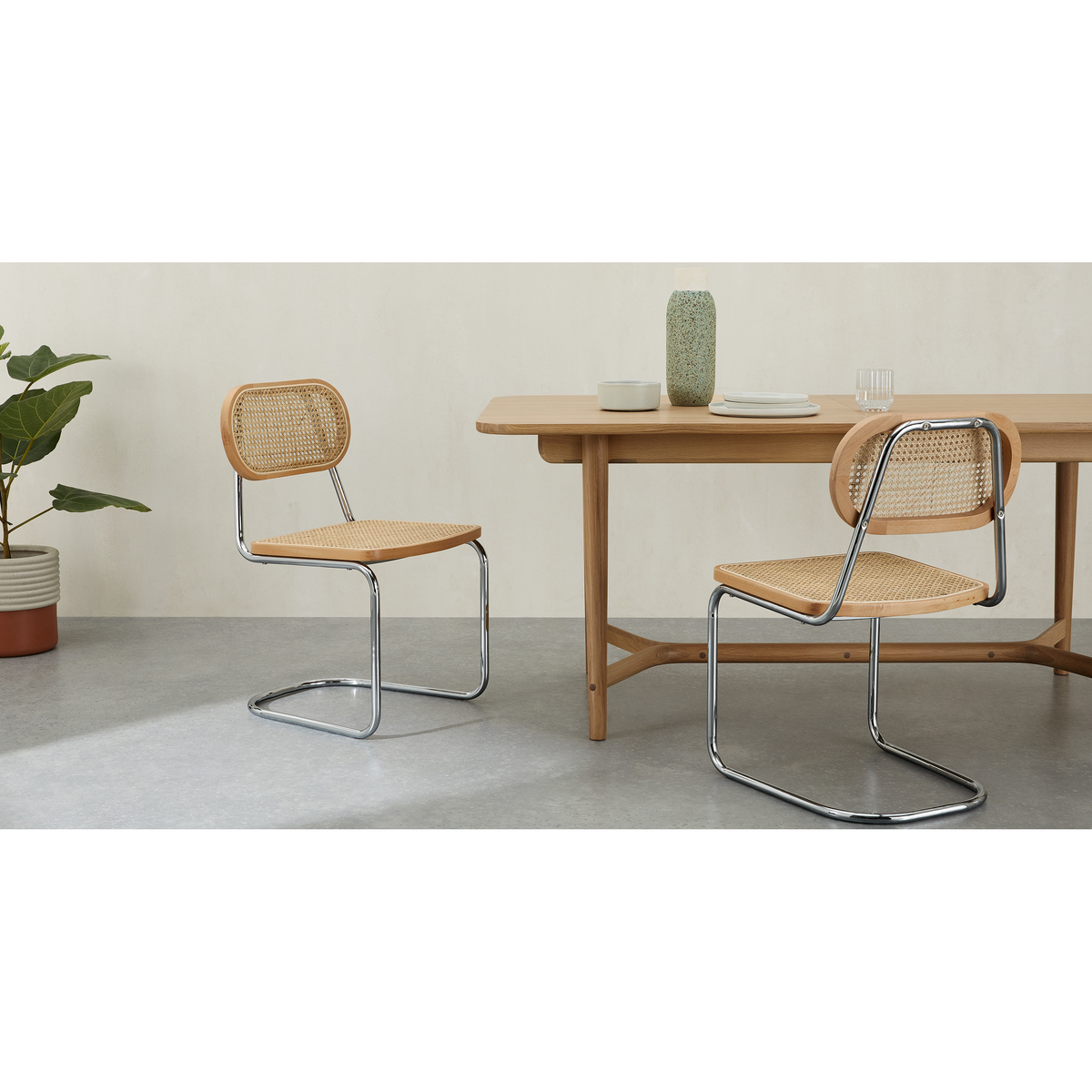 Leora Dining Chair, Cane & Chrome – image 2