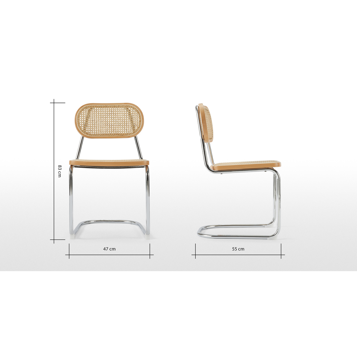 Leora Dining Chair, Cane & Chrome – image 6