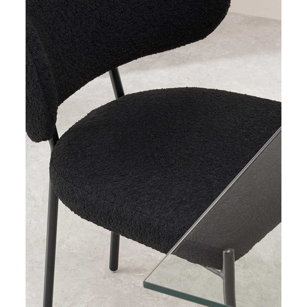Asare Dining Chair, Black Boucle with Black Leg – image 3