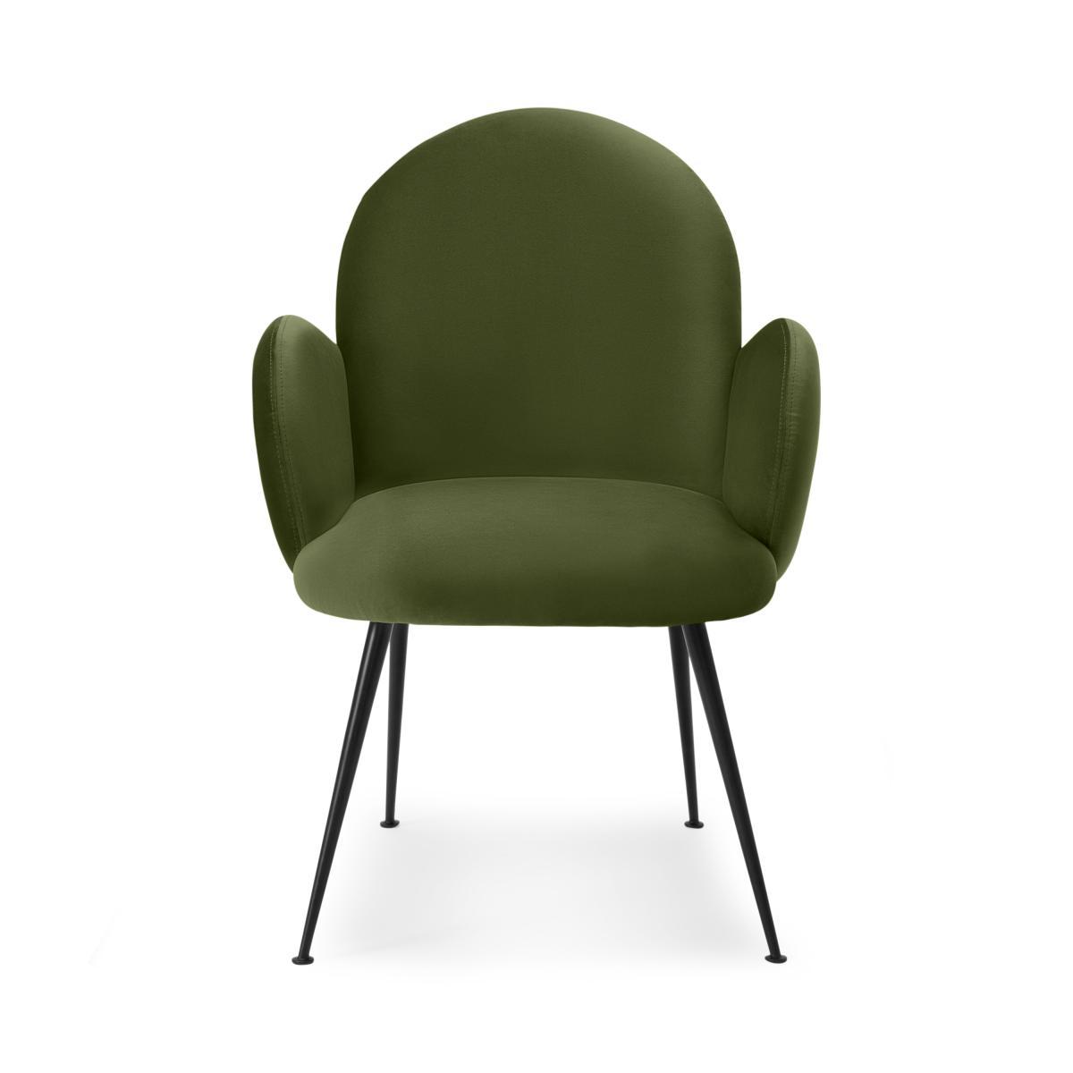 Bonnie Dining Chair, Ivy Green Velvet with Black Legs – image 2