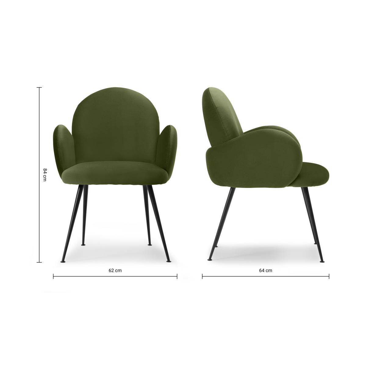 Bonnie Dining Chair, Ivy Green Velvet with Black Legs – image 10