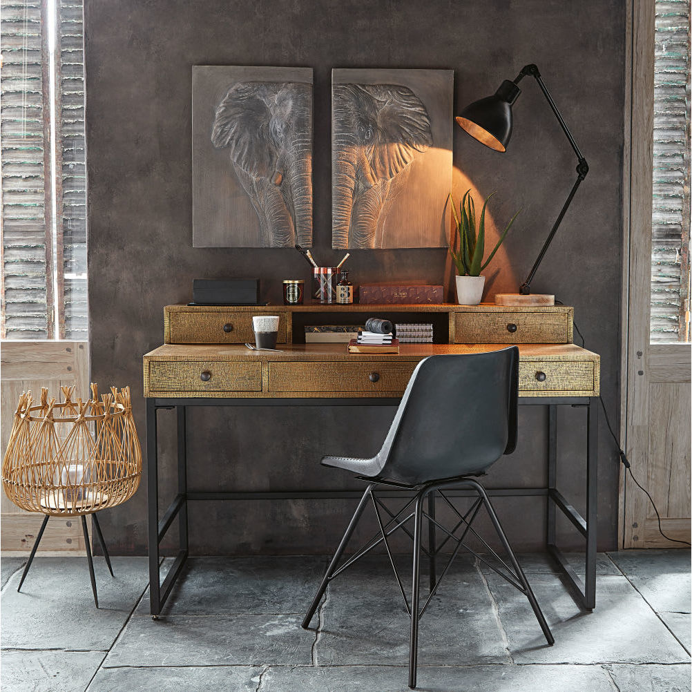 AUSTERLITZ - Leather and metal industrial chair in black – image 14